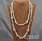 47 inches multi colored pearl logn style necklace