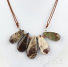 Simple Design Drop Shape Ocean Agate Necklace