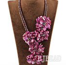 Big Style Hot Pink Shell Flower en Crystal Party Ketting