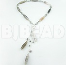 Engraved grey agate necklace