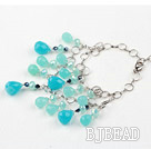 Blue Crystal and Blue Jade Bracelet with Metal Chain