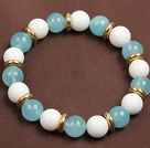 10mm Blanco Rhinestone Pulsera tejida bola ...