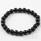 8mm Round Black Agate Elastic Beaded Bracelet under $ 40