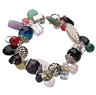 Vintage Style Multi Color Multi Stone And Crystal Tibet Silver Accessory Bracelet With Toggle Clasp