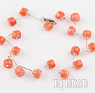 orange coral beaded bracelet with lobster clasp