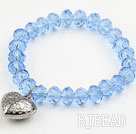 Simple Design Sky Blue Crystal Elastic Bangle Bracelet