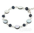 pearl and black lip shell bracelet with extendable chain