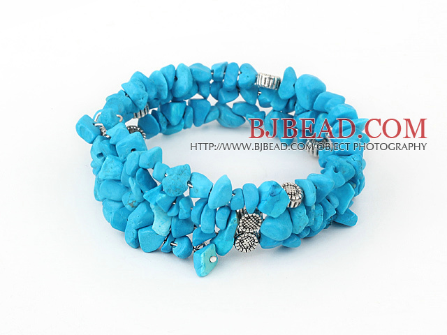 multi strand blue turquoise chips bracelet