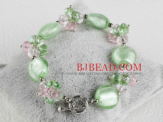 cristallo verde e glassa colorata bracciale con chiusura a ginocchiera