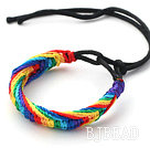 Fashion Style Multi Color Wish Thread Verstelbare Woven Armband met zwart koord