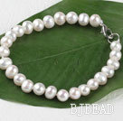 7-8mm branco pérola pulseira com fecho da lagosta