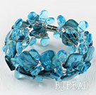 blauwe zee laten vallen kristal en schelp armband met magnetische sluiting