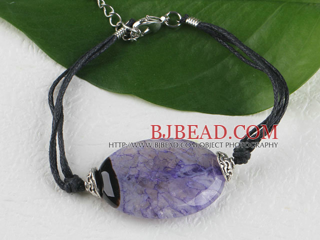 Eenvoudige stijl paarse agaat armband met verstelbare ketting