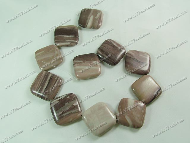 coffee stone beads,25*25mm flat suqare, sold per 15.7-inch strand.