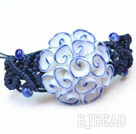 Fashion Style Peony Ontwerp Porselein Bloem Koord Verstelbare Armband met Dark Blauwe Draad