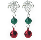 2013 Christmas Design Greeen Agate and Bell Studs Earrings