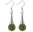 Fashion Style Simple 10 millimetri Polymer Orecchini Olive argilla verde con strass Horn fascino, con Fish Hook