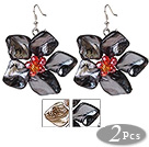 Nuevamente verano encantador diseño con 2 pares pendientes de la flor de la perla de cristal de Shell con Fish Hook