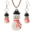 Prachtige Keramische Kerstmis / Xmas sneeuw Hanger Ketting Met Oorbellen Matched Sets