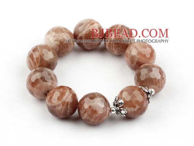 Dom 18 millimetri tondo sfaccettato Shone BRACCIALE elastico con 925 accessori in argento Sterling Fiore
