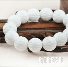 14mm Natuurlijke Gesneden Lotus White Sea Shell Elastische Bangle Armband