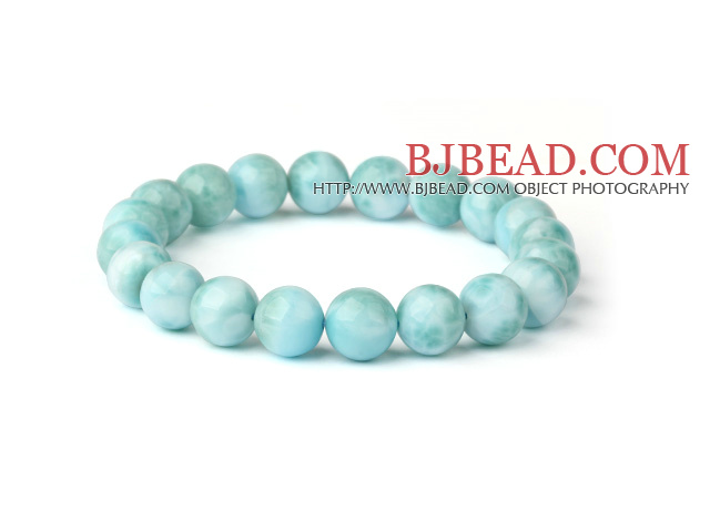 Moda Ronda Natural Larimar con cuentas pulsera del estiramiento ( diferentes tamaños pueden estar disponibles )