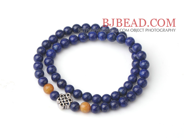 Ejemplo de Diseño Doble Strands Natural 4A Lapis pulsera con 925 accesorios