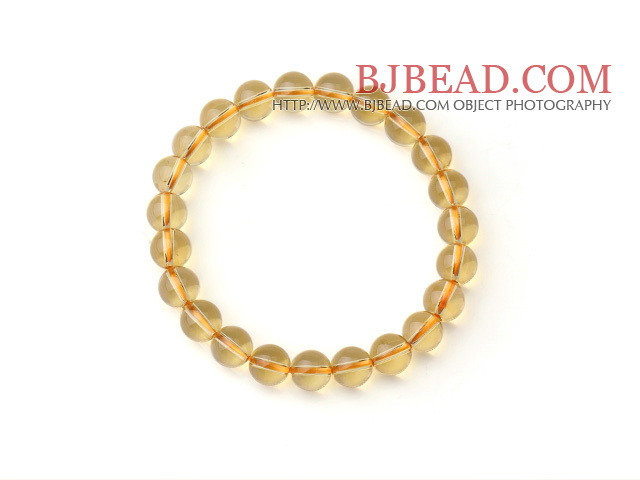 Hermosa pulsera elástica Strand Citrino Beads sola ronda
