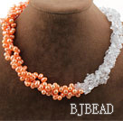 Assorted Multi Strands Pink Freshwater Pearl and Clear Crystal Necklace