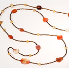 Natural Color Agaat en Crystal Lange Style Ketting 