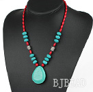 Assorted Red Coral en Turquoise Ketting met...