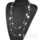 White Series Long and Fashion Style Seashell Beads and Crystal Necklace