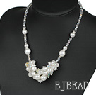 White Series Clear Crystal and Seashell Necklace