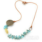 Lake Blue Jade Crystal en Imitatie Gouden Accessory Ketting