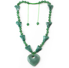 Green Series Assorted Multi Shape Aventurine Necklace with Extendable Thread and Heart Pendant