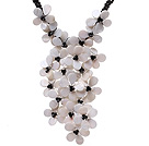 Fashion Twisted Ronde Zwarte Agaat strengen en Layer White Shell Black Crystal Bloem Hanger Party Ketting