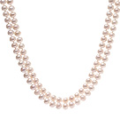 Elegant Long Design 9-10mm Natural White Freshwater Pearl Beaded Necklace