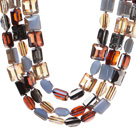 Fashion Three Strands Square Shape Multi Colorful Crystal Beads Necklace With Magnetic Clasp under $ 40