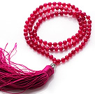 Simple Lang Style Runde Rose Red Agate perler halskæde med Buddha hoved og Rose Tassel ( kan også være som armbånd )