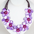 Purple Color Crystal en Shell Flower Party Ketting