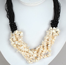 Bold Necklace Multi Strands White Shell Chips Necklace