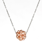 Natural Pink ferskvandsperle Ball Pendant h...