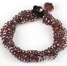 Multi Strands Faceted Purple Red with Colorful Crystal Bracelet