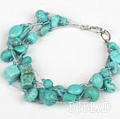 Multi Strand Assorted Turquoise armband met zilveren kleur Wire