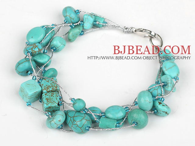 Multi braccialetto Strand assortiti turchese con filo Colore Argento