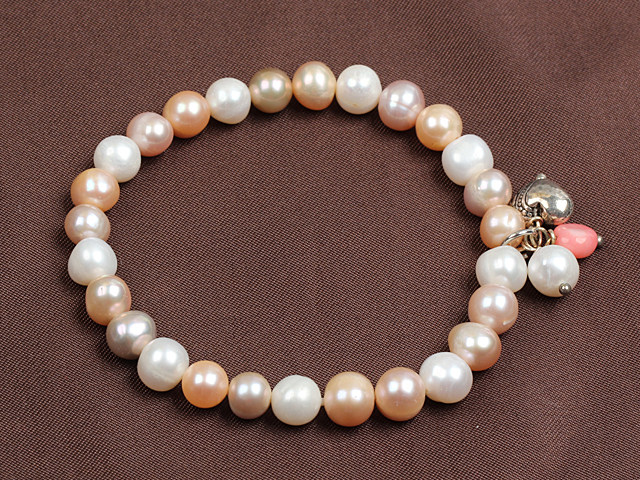 Fashion Style Gradual Change Blue Rhinestone Tube and Tungsten Steel Stone Drawstring Bracelet
