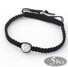 5 Piezas redondo blanco con brazalete ajustable del lazo colorido 10mm