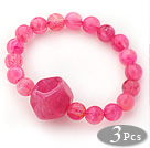 3 Pezzi Hop rosa-acrilico elasticizzato bracciale (totale 3 pezzi)