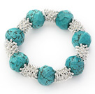 Fashion Style Faceted Turquoise and Metal Spacer Accessories Stretch Bracelet