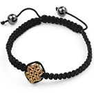 Simple Design Alloy Chinese Knot and Hematite Beads Adjustable Drawstring Bracelet